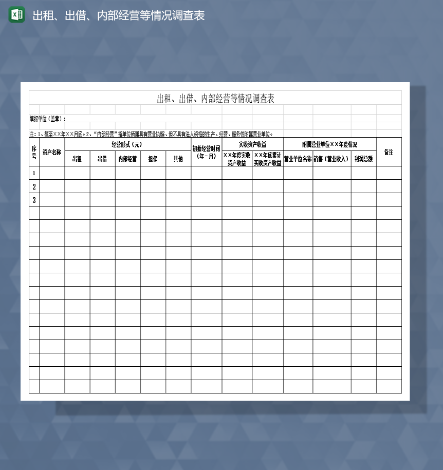 出租出借内部经营等情况调查表Excel模板